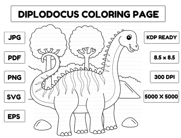 A Crafter's Review: The Diplodocus Coloring Page as a Graphic Asset
