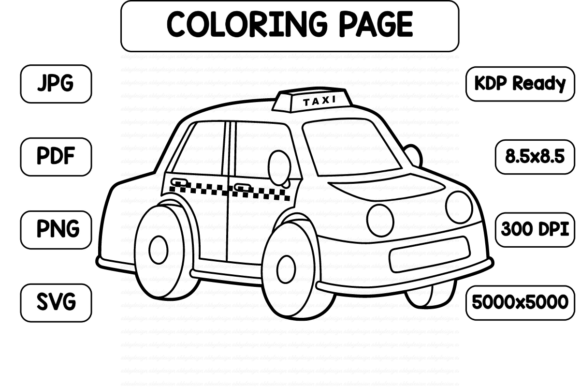 A Designer's Review of the Taxi Coloring Page Graphics