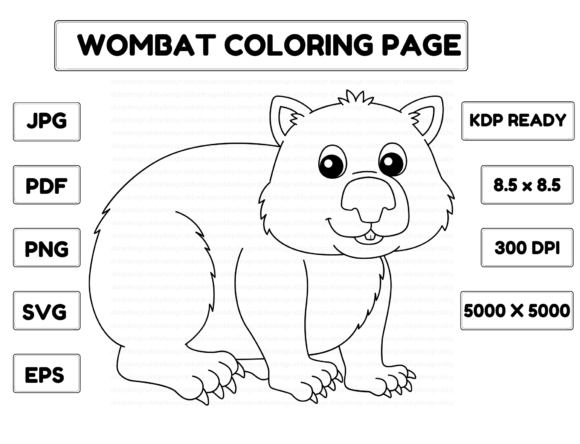 A Designer's Take on the Wombat Coloring Page for Embroidery