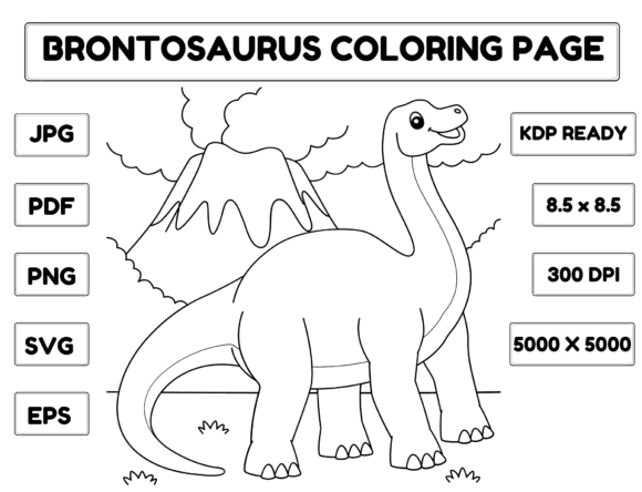 A Designer’s Review of a Brontosaurus Coloring Page Graphic