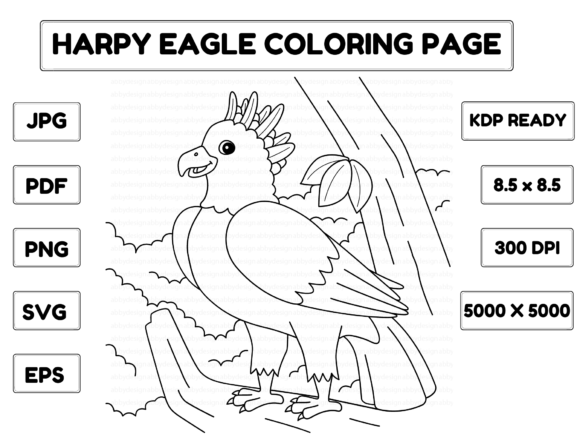 A Harpy Eagle Coloring Page for Kids and Commercial Graphics