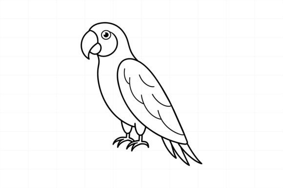 A Parrot Line Art Illustration for Embroidery Projects