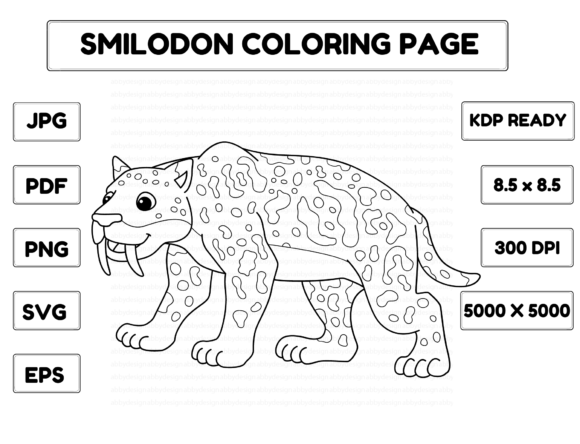 A Smilodon Coloring Page for Business Graphics & Branding