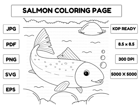 Salmon Coloring Page: A Designer's Embroidery Perspective