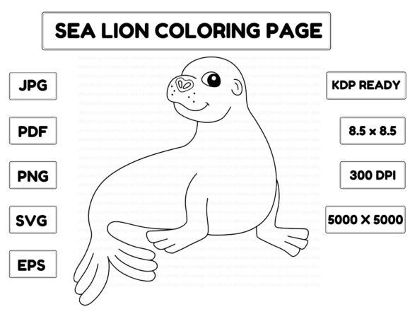 Sea Lion Coloring Page: A Graphic Asset for Editorial Use